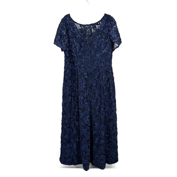 ALEX EVENINGS maxi dress gown sequins formal special occasion navy blue plus 20W - Picture 6 of 10